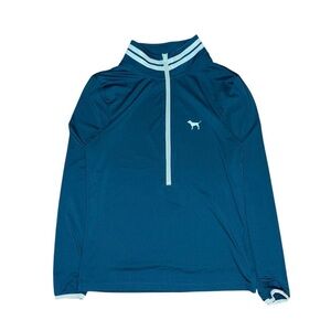 PINK Victoria's Secret Teal Quarter-Zip Pullover Women’s Size M